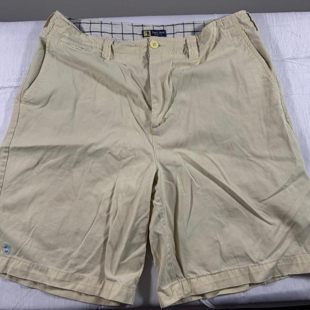 Duck Head Jeans Co Mens Khaki Chino Shorts Beige Cotton Size 36